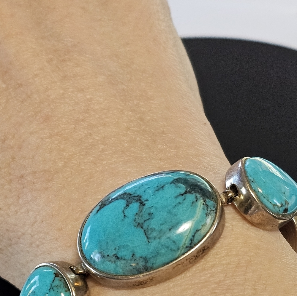 Vintage Whitney Kelly Turquoise Toggle Bracelet Sterling Silver 😍 - Picture 4 of 5